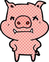 angry cartoon pig vector