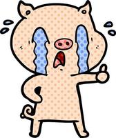 crying pig cartoon vector