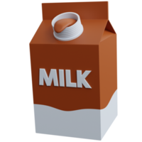 3d rendering chocolate milk box with open lid isolated png