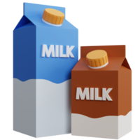 3d renderização de duas caixas de leite isoladas png