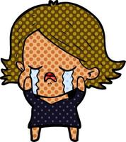 cartoon girl crying vector