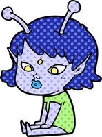 pretty cartoon alien girl vector