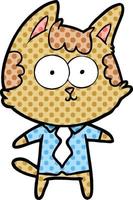 happy cartoon cat office worker vector