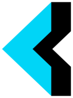 Geometric object in black and blue colors. PNG with transparent background