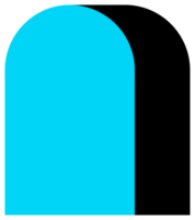 Geometric object in black and blue colors. PNG with transparent background