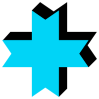 Geometric object in black and blue colors. PNG with transparent background