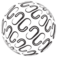 Abstract, patterned sphere design element in black color. PNG with transparent background.