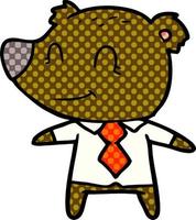 cartoon bear in shirt and tie vector