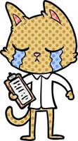 crying cartoon business cat vector