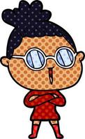 cartoon woman wearing spectacles vector