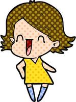 cartoon happy woman vector