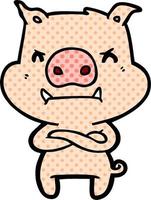 angry cartoon pig vector