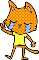 crying cartoon cat vector