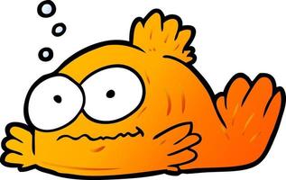 funny cartoon goldfish vector