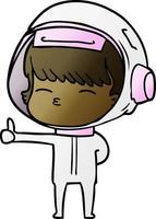 cartoon curious astronaut giving thumbs up vector