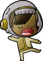 cartoon talking astronaut woman vector