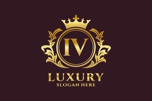 Initial IV Letter Royal Luxury Logo template in vector art for luxurious branding projects and other vector illustration.