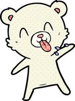 rude cartoon polar bear sticking out tongue vector