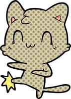 dibujos animados feliz gato karate patadas vector