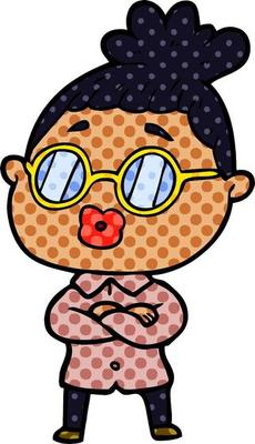 cartoon woman wearing spectacles