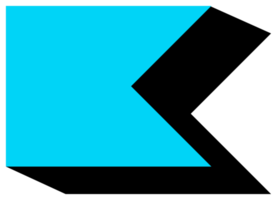 Geometric object in black and blue colors. PNG with transparent background