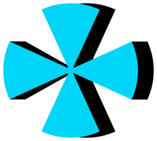 Geometric object in black and blue colors. PNG with transparent background