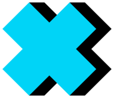 Geometric object in black and blue colors. PNG with transparent background