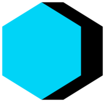 Geometric object in black and blue colors. PNG with transparent background