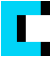 Geometric object in black and blue colors. PNG with transparent background