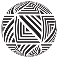 Abstract, patterned sphere design element in black color. PNG with transparent background.