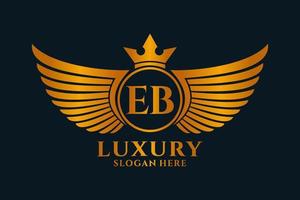 Luxury royal wing Letter EB crest Gold color Logo vector, Victory logo, crest logo, wing logo, vector logo template.