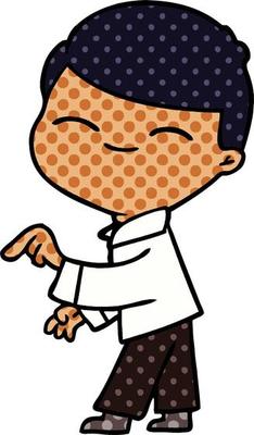 cartoon smiling boy pointing