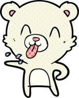 rude cartoon polar bear sticking out tongue vector