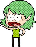 cartoon shocked elf girl vector