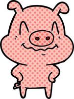 nervous cartoon pig vector