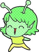 cartoon alien girl laughing vector