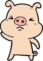 cartoon grumpy pig vector