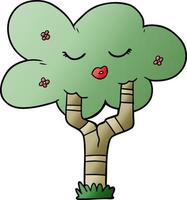 cartoon tree with face vector