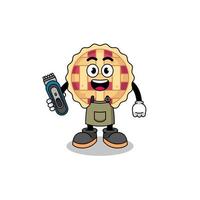 Cartoon Illustration of apple pie as a barber man vector