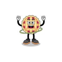 Character Illustration of apple pie playing hula hoop vector