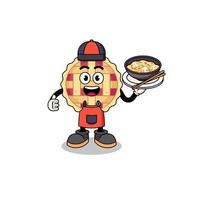 Illustration of apple pie as an asian chef vector