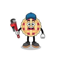 apple pie illustration cartoon as a plumber vector