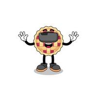 Illustration of apple pie with a vr headset vector