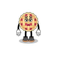 apple pie cartoon with fatigue gesture vector