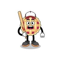 apple pie mascot cartoon as a baseball player vector