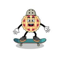 apple pie mascot playing a skateboard vector