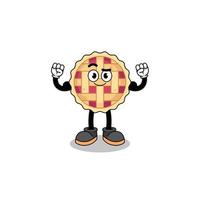 Mascot cartoon of apple pie posing with muscle vector
