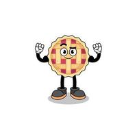 Mascot cartoon of apple pie posing with muscle vector