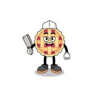 Mascot of apple pie as a butcher vector