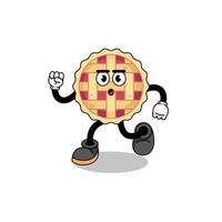 running apple pie mascot illustration vector